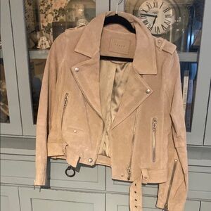 Women's Beige Suede Biker Jacket
